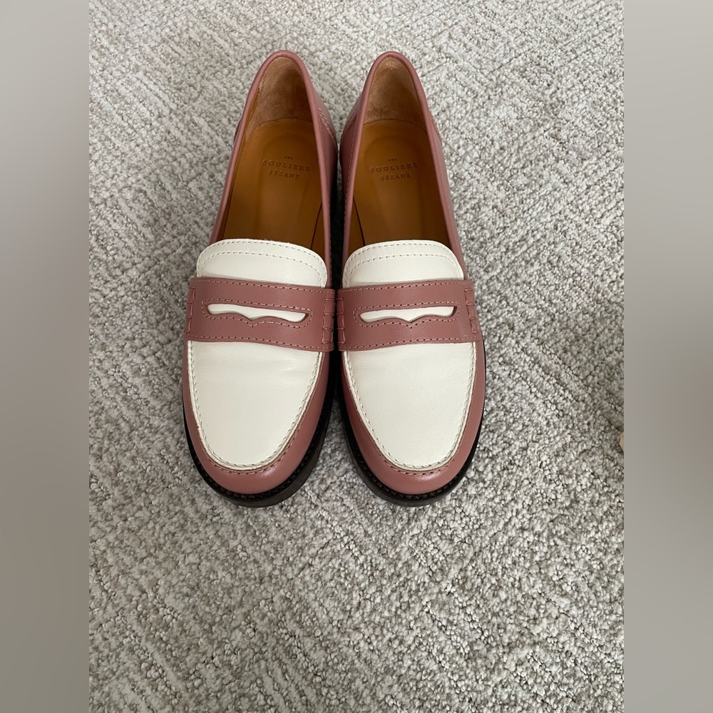Sézane Andrea Loafers Blush Pink Leather 37 (Like New) - Picture 3 of 10